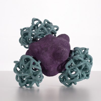 Purple Turquoise Baby Cloud Bundle glazed ceramic sculpture by Tessa Eastman